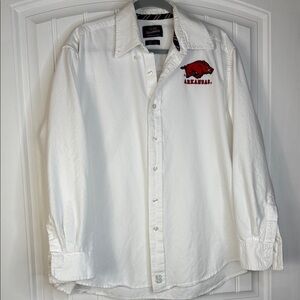 Izod Men’s White Shirt with Red Arkansas razorback Embroidery Sz L